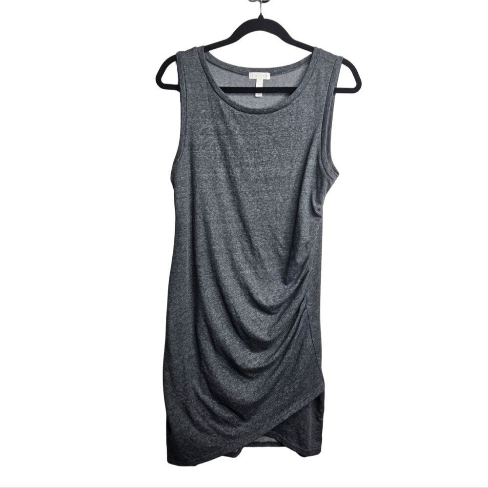 Leith Nordstrom Ruched Asymmetrical Sleeveless Dress Dark Gray Women's Large